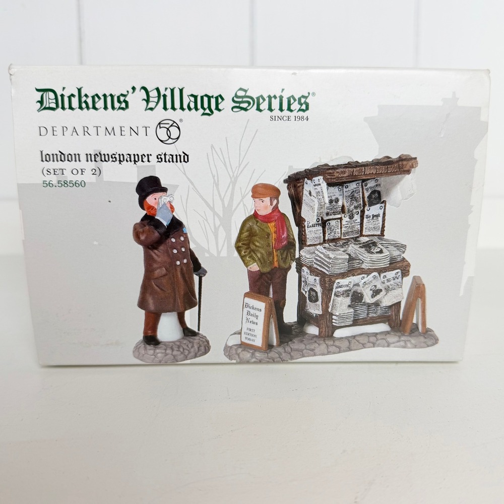 Department 56 Dickens Village London Newspaper Stand Set of 2 56.58560 with Box